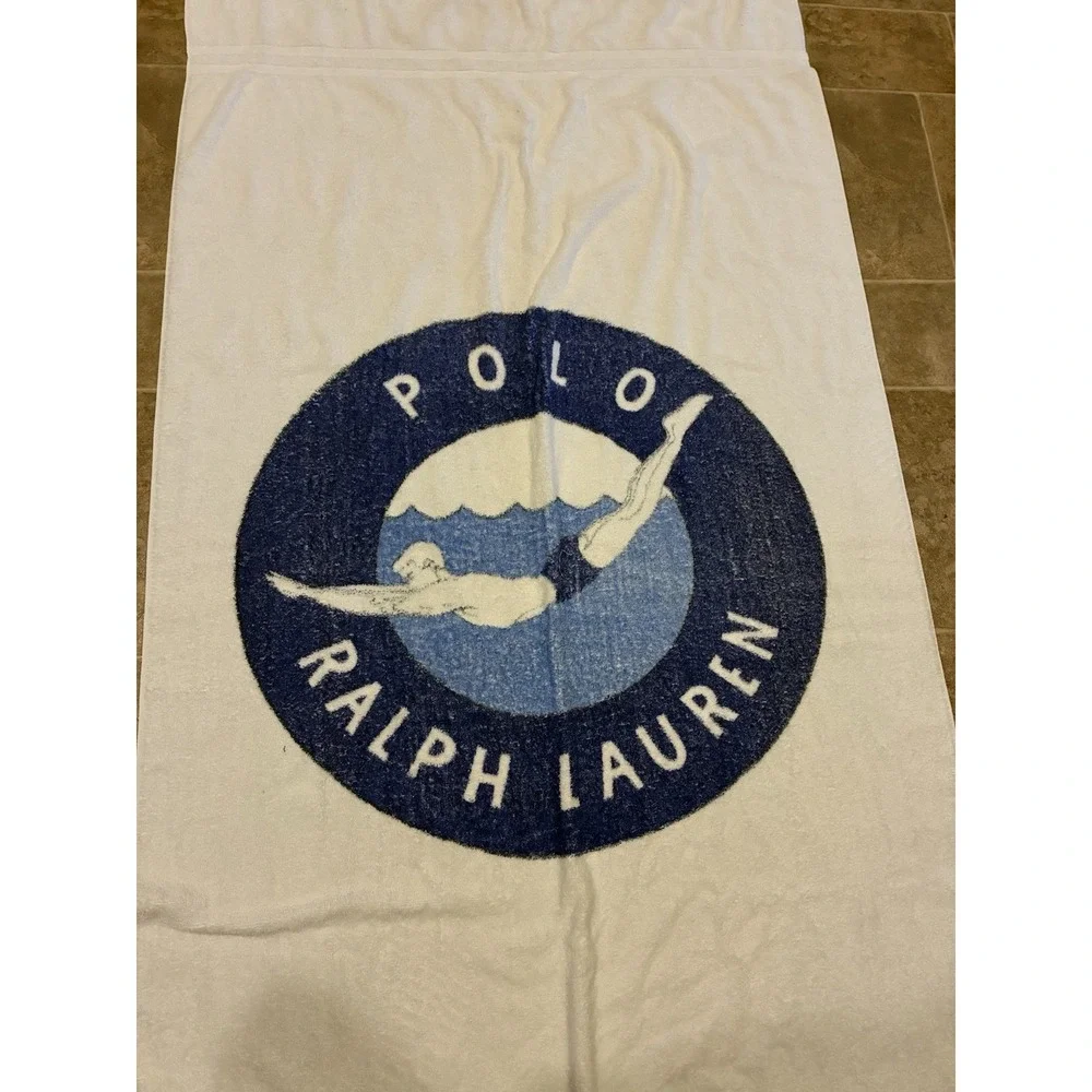 1990s Polo Ralph‎ Lauren Beach Towel: USA-Made Cotton Vintage